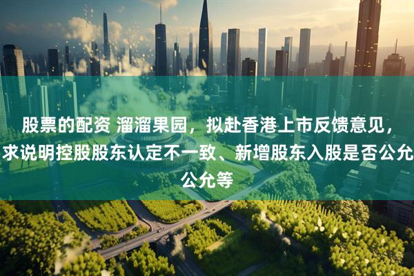 股票的配资 溜溜果园，拟赴香港上市反馈意见，要求说明控股股东认定不一致、新增股东入股是否公允等